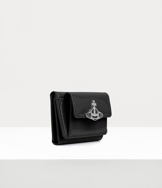 Vivienne Westwood Shiny Patent Small Flap Purse in BLACK